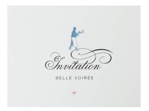 Einladungskarte mit silberner Prägung, Büttenpapier als Musterkarte