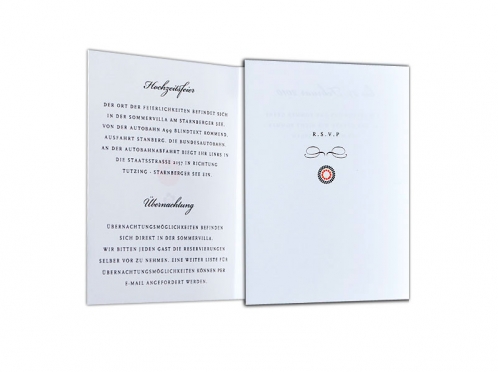 Für den Ablauf Ihrer Hochzeit - Programmheft im Design der Einladungen.