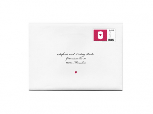 Design-Vorlage für Briefmarken passend zur Darling Hochzeitspapeterie.