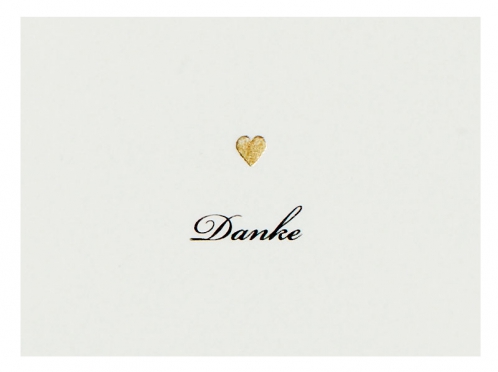 Edle Danksagungskarten aus Büttenpapier mit matt-goldener Prägung und farblich abgestimmten Umschlägen, perfekt für eine stilvolle Hochzeit.