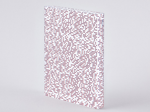 Skizzenbuch Megapixel mit rot-blauen Pixeln für ein analoges Schreibvergnügen.