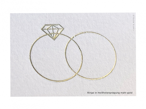Bling! Bling! Hochwertige Save-the-Date-Karte mit gold geprägten Ringe für Ihre Hochzeit.
