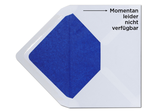Weißer C6 Briefumschlag mit einem Innenfutter in blau.