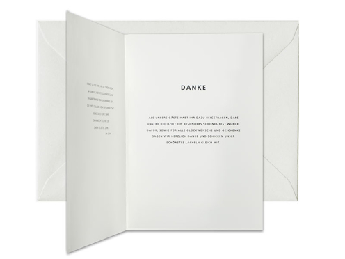 Danksagungskarte zur Hochzeit – ein stilvoller Gruß mit Zitronenillustrationen und schlichtem Design, der bei Ihren Gästen im mediterranen Flair schöne Erinnerungen weckt.
