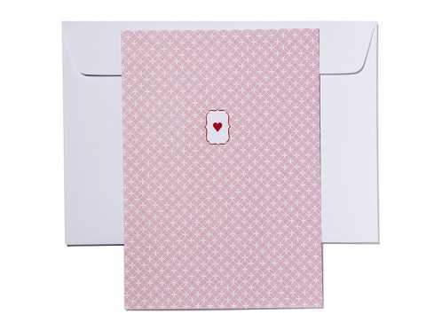 Dankeskarten mit Danksagungstext mit rotem Herz passend zur Einladungskarte.
