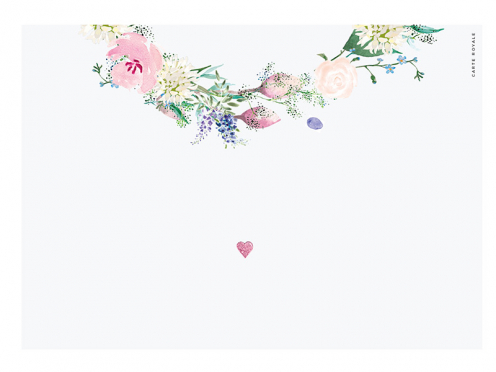 Premium Hochzeitseinladung mit Blütenkranz in Pastell gedruckt auf GMUND Feinstpapier.