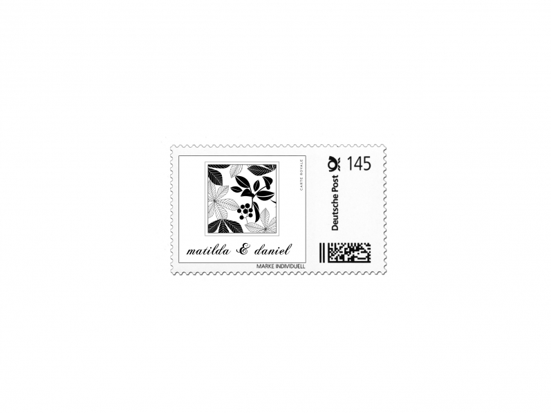 Gestaltung einer Briefmarke passend zum Design der Herbst Hochzeitspapeterie.