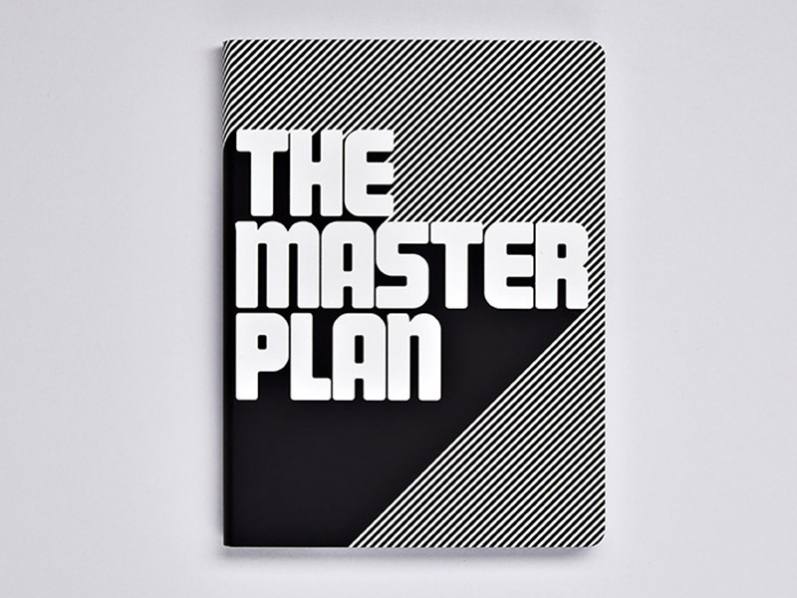 Begehrtes Design Notizbuch Master Plan mit 360° Farbschnitt und Aufdruck auf recyceltem Leder.